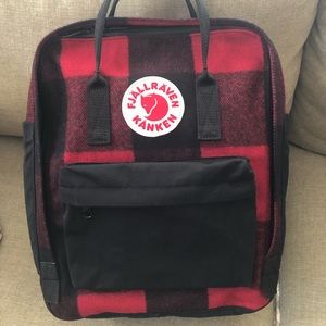 Fjallraven Kanken Re-Wool Backpack Red Black Plaid